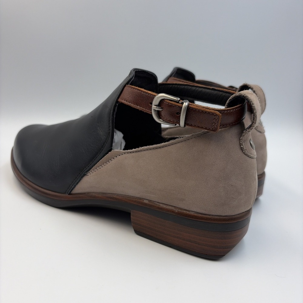 Naot Kamsin Leather Ankle Strap Booties Women's EU38 US7 Black Raven/Stone Brown - Picture 4 of 14